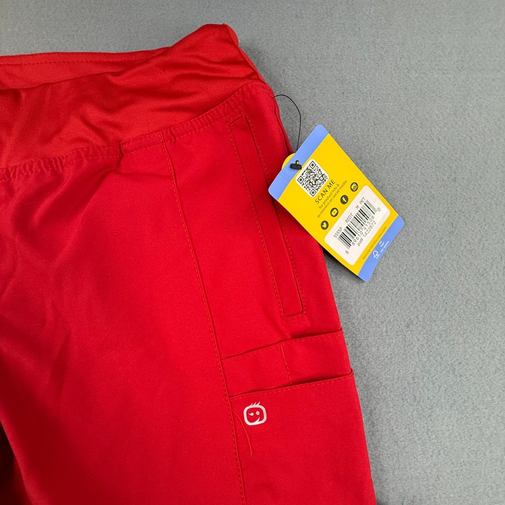WonderWink W123 Scrub Jogger Womens Medium Petite Red Cargo Athletic Pants 5555P - Picture 5 of 12